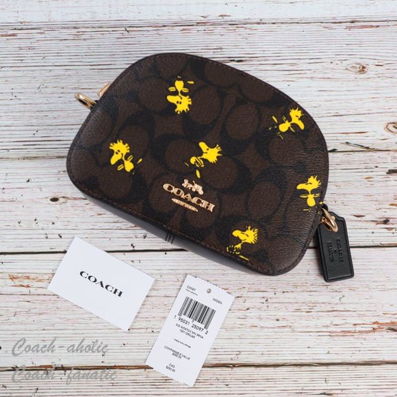 NWT Coach Coach X Peanuts Mini Serena Crossbody With Woodstock Print - Picture 12 of 13